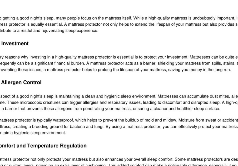 Do You Need A Mattress Protector